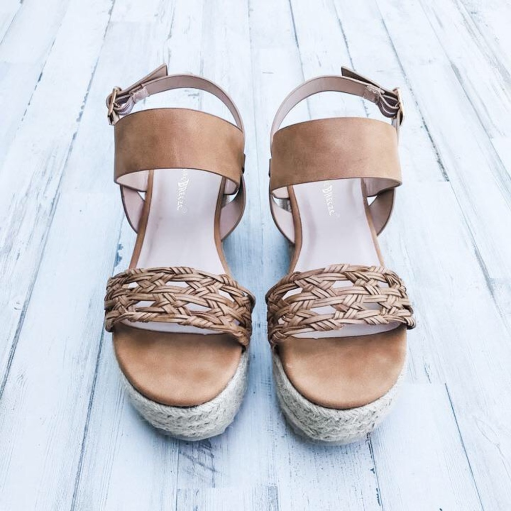 CLEARANCE Edith Weave Espadrille Wedge Camel - Picture 5 of 5